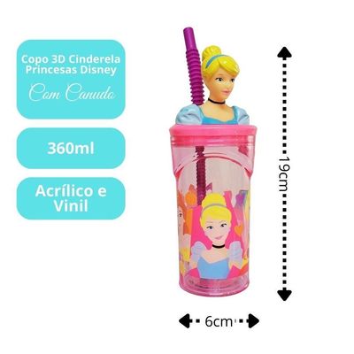 Jogo Refeição Infantil Princesas Disney 6 Peças Prato Divisória, Prato Fundo, Copo E Talheres - Tuut