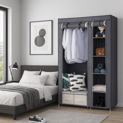 Guarda Roupa Portátil Organizador Roupas Armário Dobrável Cabideiro Prateleiras Quarto Closet