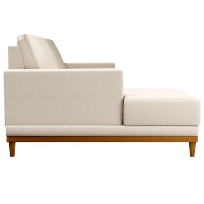 Sofá Kayrós 200cm 3 Lugares Chaise Direito D05 Linho Bege