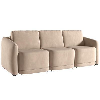 Sofá Cama Casal Para Sala 336cm Polska K04 Veludo Bege - Mpozenato