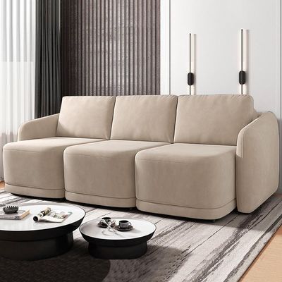 Sofá Cama Casal Para Sala 336cm Polska K04 Veludo Bege - Mpozenato