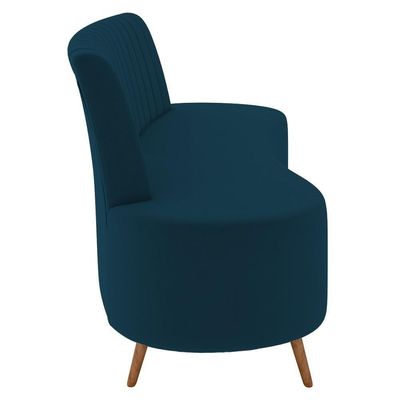 Sofá 2 Lugares Para Sala Living 135cm Pés Palito Tamar K04 Veludo Azul - Mpozenato