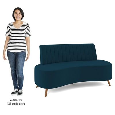 Sofá 2 Lugares Para Sala Living 135cm Pés Palito Tamar K04 Veludo Azul - Mpozenato