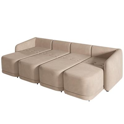 Sofá Cama Casal Para Sala 316cm Polska K04 Veludo Bege - Mpozenato