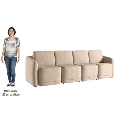 Sofá Cama Casal Para Sala 316cm Polska K04 Veludo Bege - Mpozenato