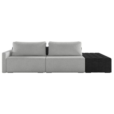 Sofá Ilha Modular Living Com Puff 252cm Georgia K04 Bouclê Cinza/preto - Mpozenato