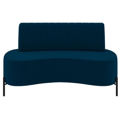 Sofá 2 Lugares 135cm Pés Aço Preto Tamar Z08 Veludo Azul - Mpozenato