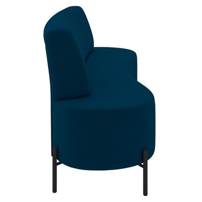 Sofá 2 Lugares 135cm Pés Aço Preto Tamar Z08 Veludo Azul - Mpozenato