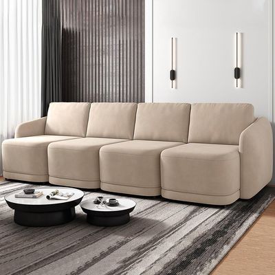 Sofá Cama Casal Para Sala 356cm Polska Z08 Veludo Bege - Mpozenato