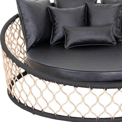 1 Chaise Com 6 Almofadas Trama Em Alumínio E Corda Náutica