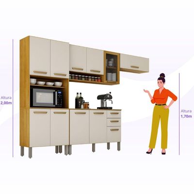 Cozinha Completa Athenas 10 Portas E Nichos Mobilihouse Cinamomo/off White Acetinado