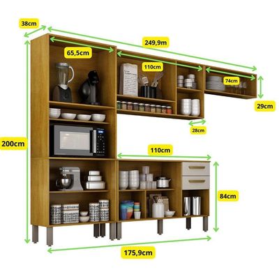 Cozinha Completa Athenas 10 Portas E Nichos Mobilihouse Cinamomo/off White Acetinado