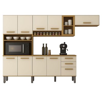 Cozinha Completa Athenas 10 Portas E Nichos Mobilihouse Cinamomo/off White Acetinado