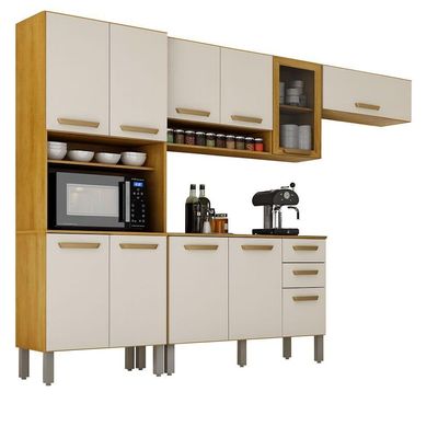 Cozinha Completa Athenas 10 Portas E Nichos Mobilihouse Cinamomo/off White Acetinado