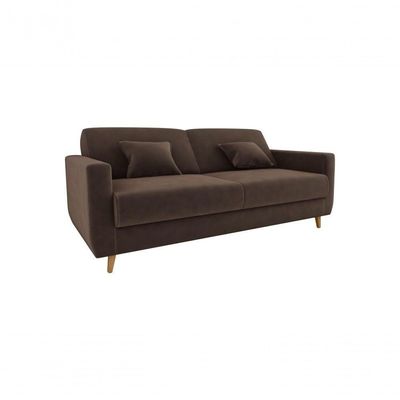Sofá Cama Emília 2 Lugares 190cm Suede Marrom Matrix