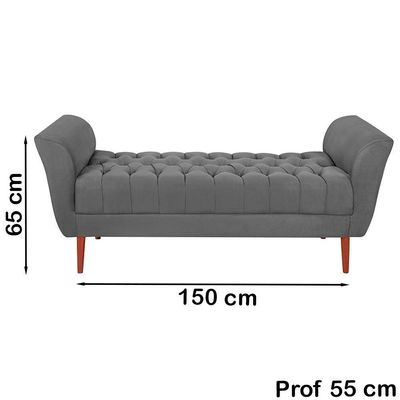 Recamier Grecia 150cm Suede Cinza Escuro Mpassos Cinza Escuro