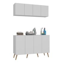 Conjunto Lavanderia Retrô Multiuso Armário Aéreo E Balcão Mp5053 Branco natural