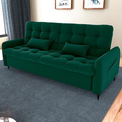Sofa Cama 2 Lugares 200cm Pillar Veludo E402 Verde Milani Store Verde