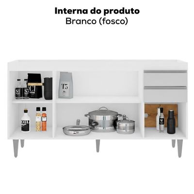 Balcao Para Pia 150 Cm 4 Portas 2 Gavetas Bp Ayla Branco