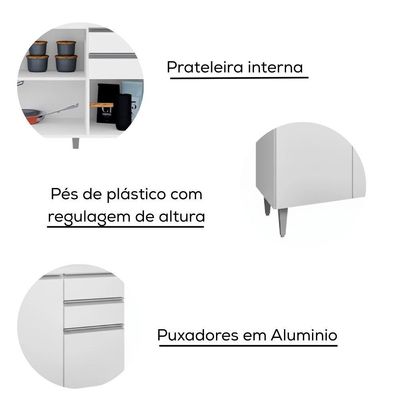 Balcao Para Pia 150 Cm 4 Portas 2 Gavetas Bp Ayla Branco