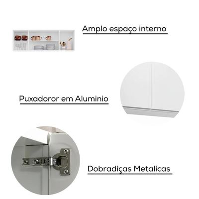 Armario Aereo 4 Portas Bp 160 Cm Lavinia Branco Eratto Moveis
