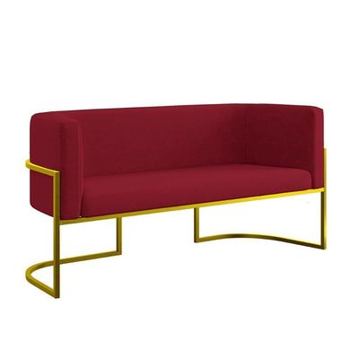 Sofá Namoradeira 2 Lugares Moderna Base Metal Gold Balaqui Marsala