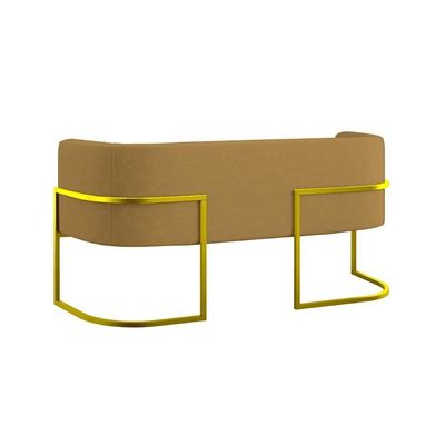 Sofá Namoradeira 2 Lugares Moderna Base Metal Gold Balaqui Capuccino
