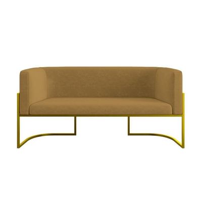 Sofá Namoradeira 2 Lugares Moderna Base Metal Gold Balaqui Capuccino