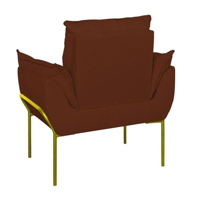 Kit 02 Poltronas + Namoradeira Reforçada Opala Metal Dourado Terracota