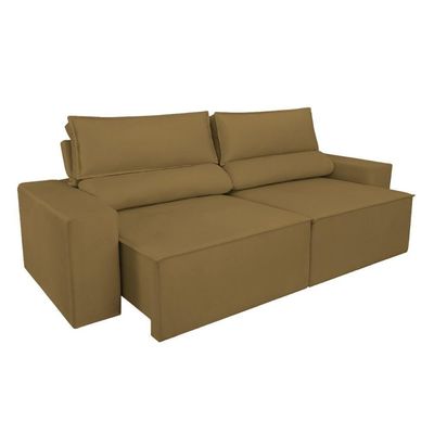 Sofá Reclinável Retrátil 3 Lugares Com Molas Balaqui Decor Capuccino