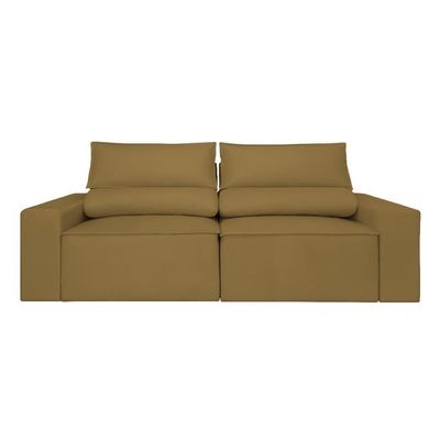 Sofá Reclinável Retrátil 3 Lugares Com Molas Balaqui Decor Capuccino