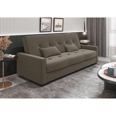 Sofá Cama Lavínia 3 Lugares Veludo Capuccino Matrix