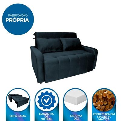 Sofá Cama Para Sala De Estar Amora New Veludo Matrix - Pret Preto