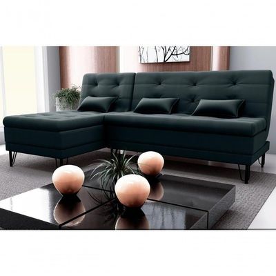 Sofá Cama Com Chaise 3 Lugares 2,00 Mts Nice Matrix Preto