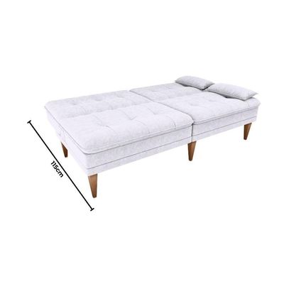 Sofá Cama Na Caixa 3 Lugares 190cm E Almofadas Taylor Matrix Bege Bege