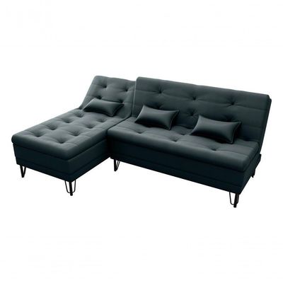 Sofá Cama Com Chaise 3 Lugares 2,00 Mts Nice Matrix Preto