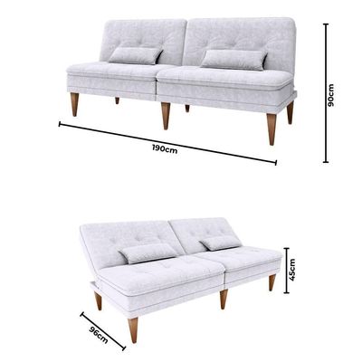 Sofá Cama Na Caixa 3 Lugares 190cm E Almofadas Taylor Matrix Bege Bege