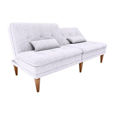 Sofá Cama Na Caixa 3 Lugares 190cm E Almofadas Taylor Matrix Bege Bege