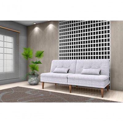 Sofá Cama Na Caixa 3 Lugares 190cm E Almofadas Taylor Matrix Bege Bege