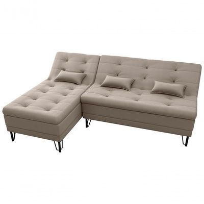 Sofá Cama Com Chaise 3 Lugares 2,00 Mts Nice Matrix Capuccino