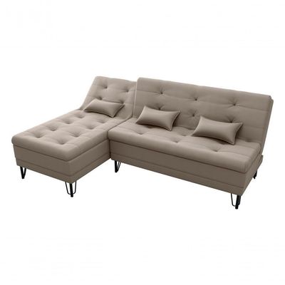 Sofá Cama Com Chaise 3 Lugares 2,00 Mts Nice Matrix Capuccino