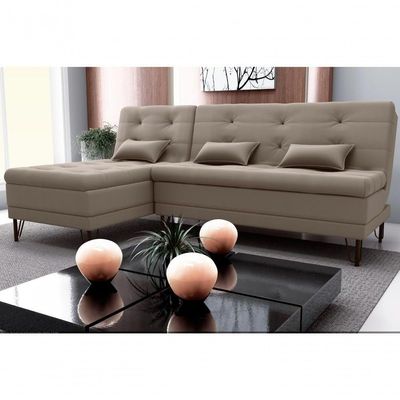 Sofá Cama Com Chaise 3 Lugares 2,00 Mts Nice Matrix Capuccino