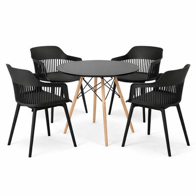 Conjunto De Jantar Mesa Eiffel 110cm + 4 Cadeiras Marcela Preta