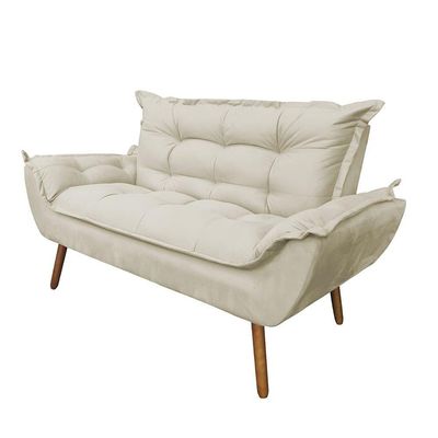 Namoradeira Decorativa Opala 2 Lugares Suede Nude
