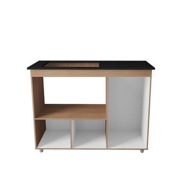 Armário Balcão Para Cooktop Com Nicho Forno Savana Preto