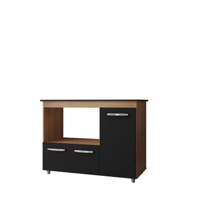 Armário Balcão Para Cooktop Com Nicho Forno Savana Preto