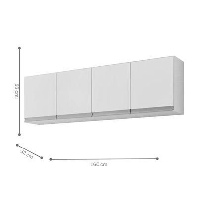 Armario Aereo California 4pts 1,60m Branco