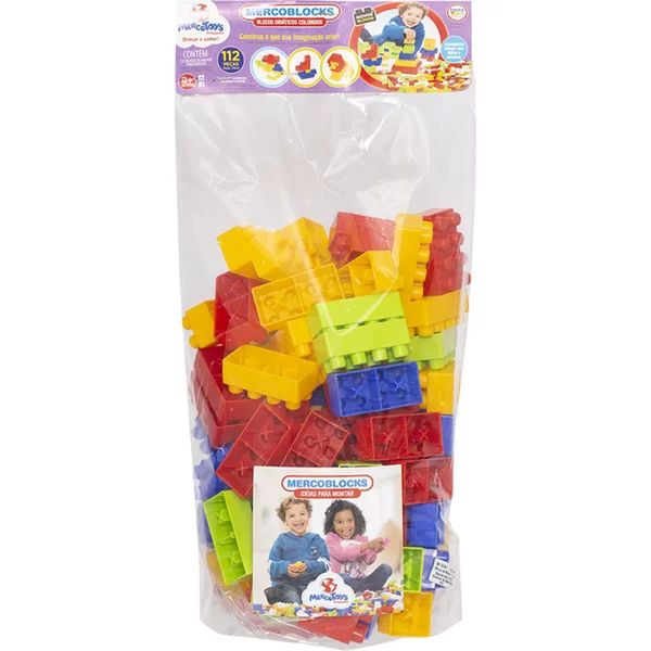 Brinquedo Blocos Didáticos Coloridos 112 Peças Mercotoys 306