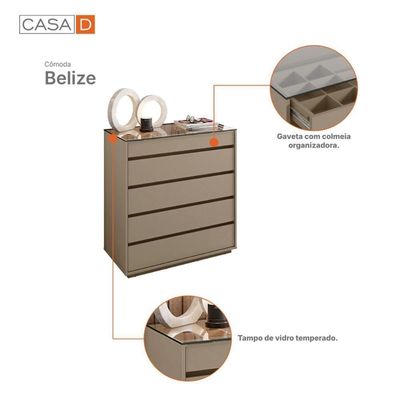 Comôda Para Quarto 5 Gavetas Irlanda Fendi