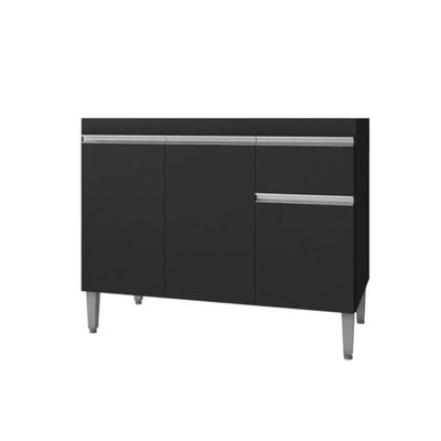 Balcão De Cozinha 2 Portas Oxford Preto Fosco